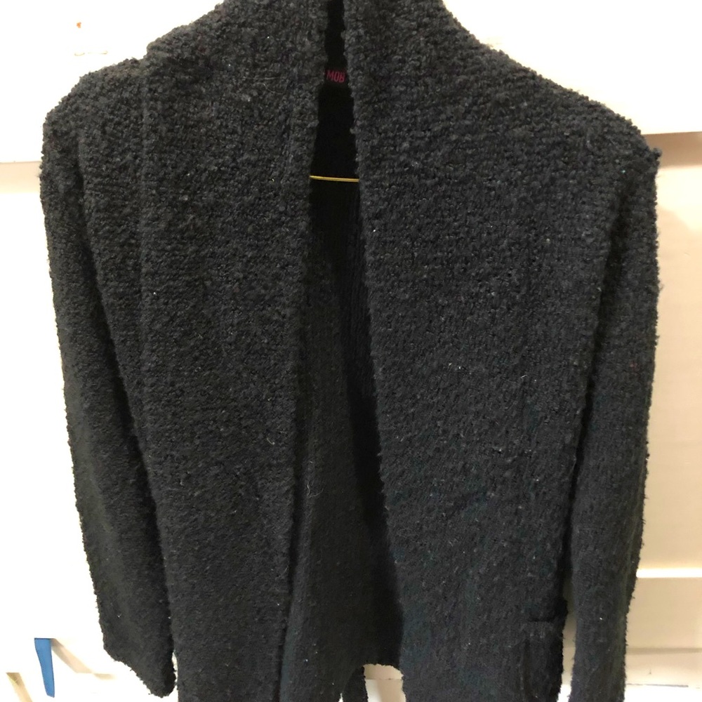 Italian Mob Women Open Cardigan With The Stripe Size M Black